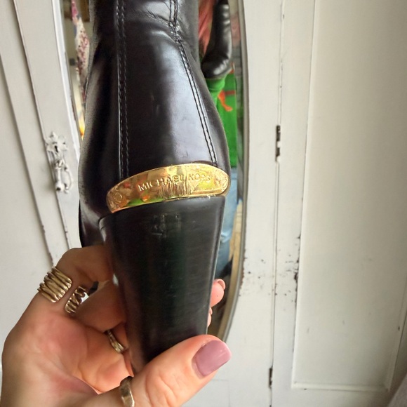 Michael Kors Black Ankle Boots with Gold Accent - Picture 7 of 8